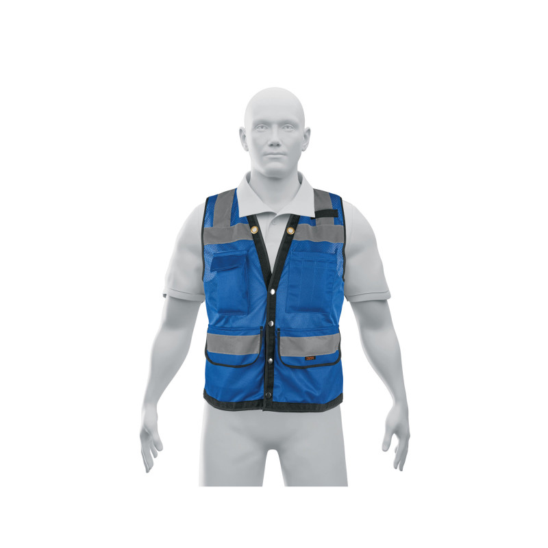 CHS-800A-XL Chaleco seguridad reforzado azul con bolsas, EG, EXPERT CHS-800A-XL Chaleco seguridad reforzado azul con bolsas, EG, EXPERT