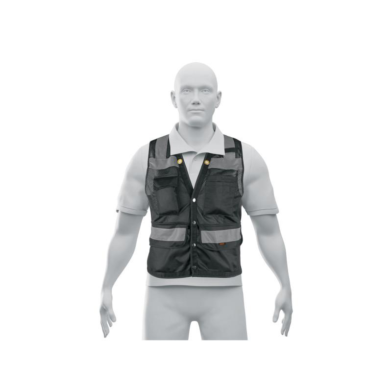 CHS-800NE-XL Chaleco seguridad reforzado negro con bolsas, EG, EXPERT CHS-800NE-XL Chaleco seguridad reforzado negro con bolsas, EG, EXPERT