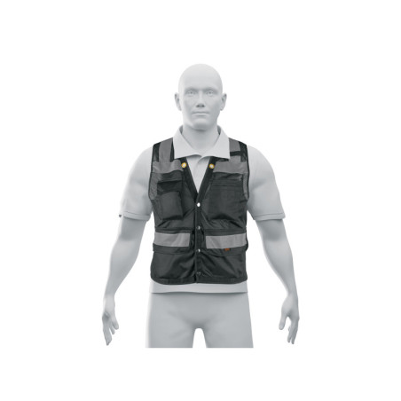 CHS-800NE-XL Chaleco seguridad reforzado negro con bolsas, EG, EXPERT