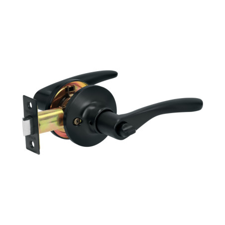CEMA-6BB Cerradura manija 'Milán' p/baño, negro, cil latón, BASIC