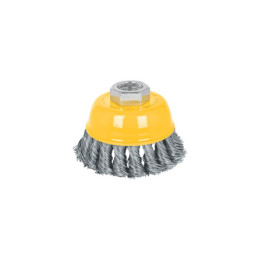CT-608XP Carda copa 3' alambre trenzado grueso, eje 5/8'-11, Pretul