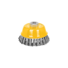 CT-610P Carda copa 4' alambre trenzado fino, eje 5/8'-11, Pretul