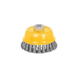 CT-610XP Carda copa 4' alambre trenzado grueso, eje 5/8'-11, Pretul
