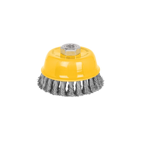 CT-610XP Carda copa 4' alambre trenzado grueso, eje 5/8'-11, Pretul