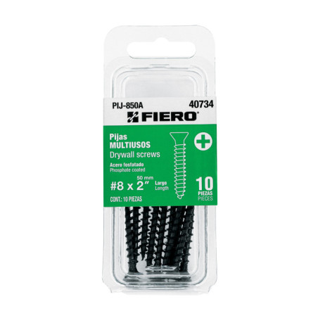 PIJ-850A Blíster con 10 pijas multiusos, #8 x 2' , FIERO