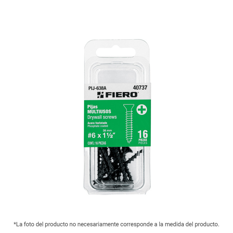 PIJ-650A Blíster con 13 pijas #6 x 2' multiusos, FIERO PIJ-650A Blíster con 13 pijas #6 x 2' multiusos, FIERO