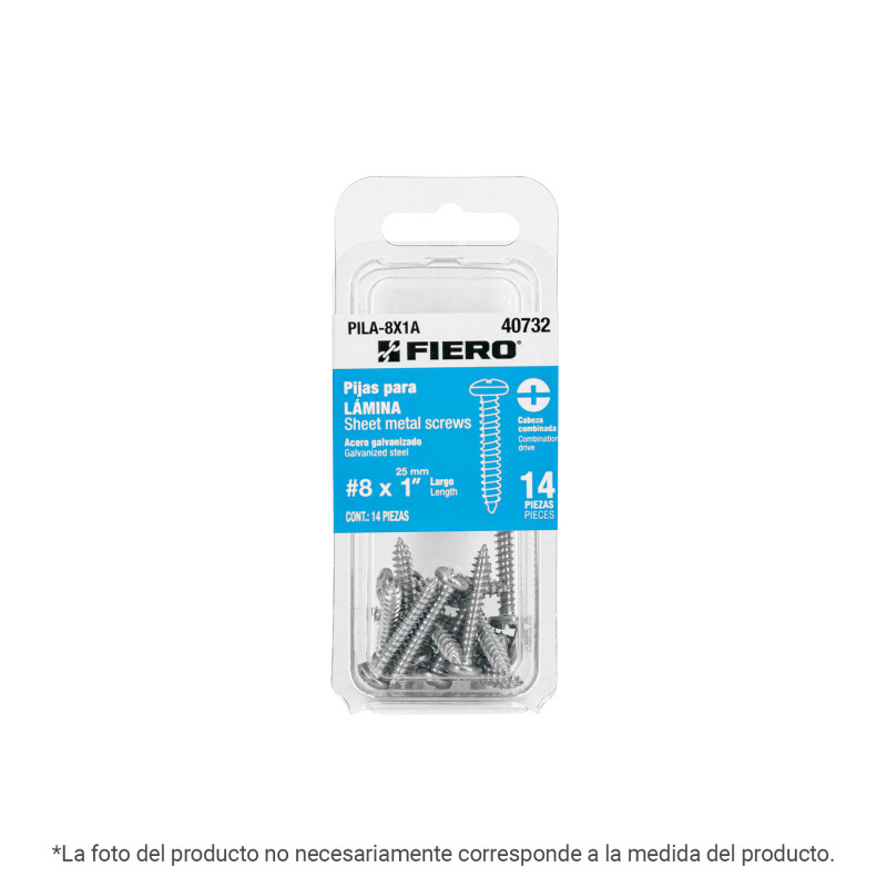 PILA-10X2A Blíster con 6 pijas para lámina, #10 x 2', FIERO PILA-10X2A Blíster con 6 pijas para lámina, #10 x 2', FIERO