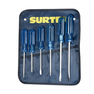 DCO07P SURTEK Juego de 6 destornilladores azules combinado Surtek | DIHERESA