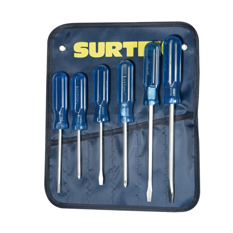 DCO07P SURTEK Juego de 6 destornilladores azules combinado Surtek | DIHERESA