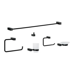 KUA-7000M Juego de 6 accesorios para baño, negro, FOSET KUBO