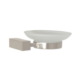 KUA-74N Jabonera con plato de vidrio, satín, FOSET KUBO