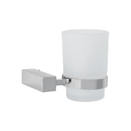 KUA-71 Portavaso cepillero con vaso de vidrio, cromo, FOSET KUBO