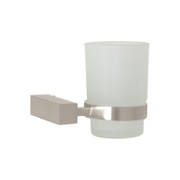 KUA-71N Portavaso cepillero con vaso de vidrio, satín, FOSET KUBO