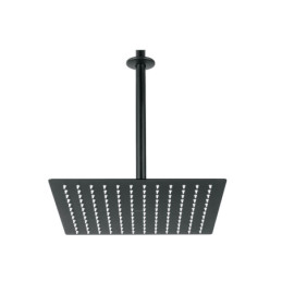 R-312M Regadera plato cuadrado 12' con brazo, negro, FOSET RIVIERA
