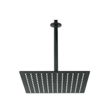 R-312M Regadera plato cuadrado 12' con brazo, negro, FOSET RIVIERA