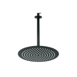 R-313M Regadera plato redondo 12' con brazo, negro, FOSET RIVIERA