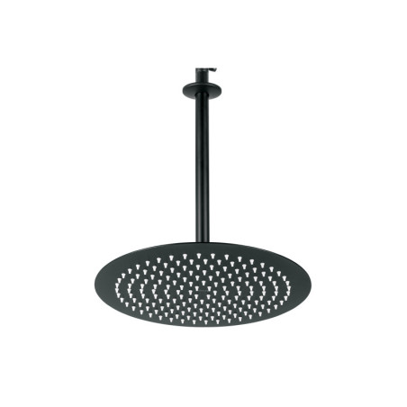 R-313M Regadera plato redondo 12' con brazo, negro, FOSET RIVIERA