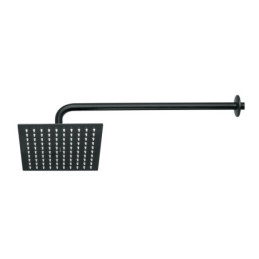 R-308M Regadera plato cuadrado 8' con brazo, negro, FOSET RIVIERA