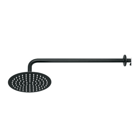 R-309M Regadera plato redondo 8' con brazo, negro, FOSET RIVIERA