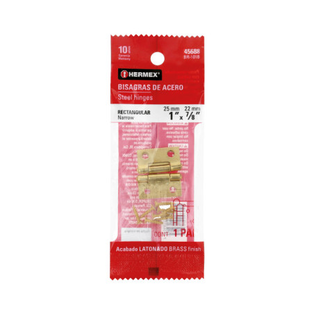 BR-101B Bolsa con 2 bisagras rectangulares 1', acero latonado