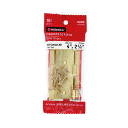 BR-401B Bolsa con 2 bisagras rectangulares 4', acero latonado
