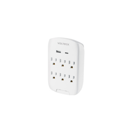 MUL-682U Multicontacto de pared, 800 Joules, 6 contactos y 2 USB A+C