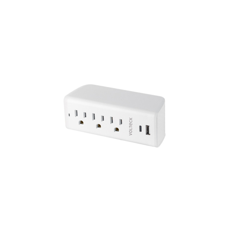 MUL-302U Multicontacto de pared, 3 contactos y 2 USB A+C, VOLTECK MUL-302U Multicontacto de pared, 3 contactos y 2 USB A+C, VOLTECK