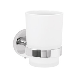 TBA-71 Portavaso cepillero cromo con vaso de vidrio, FOSET TÚBIG