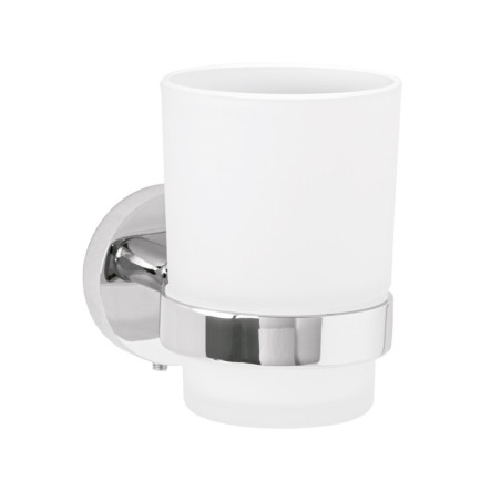 TBA-71 Portavaso cepillero cromo con vaso de vidrio, FOSET TÚBIG