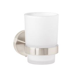 TBA-71N Portavaso cepillero satín con vaso de vidrio, FOSET TÚBIG