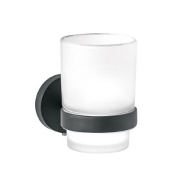 TBA-71M Portavaso cepillero negro con vaso de vidrio, FOSET TÚBIG
