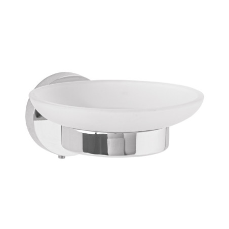 TBA-74 Jabonera metálica cromo con plato de vidrio, FOSET TÚBIG