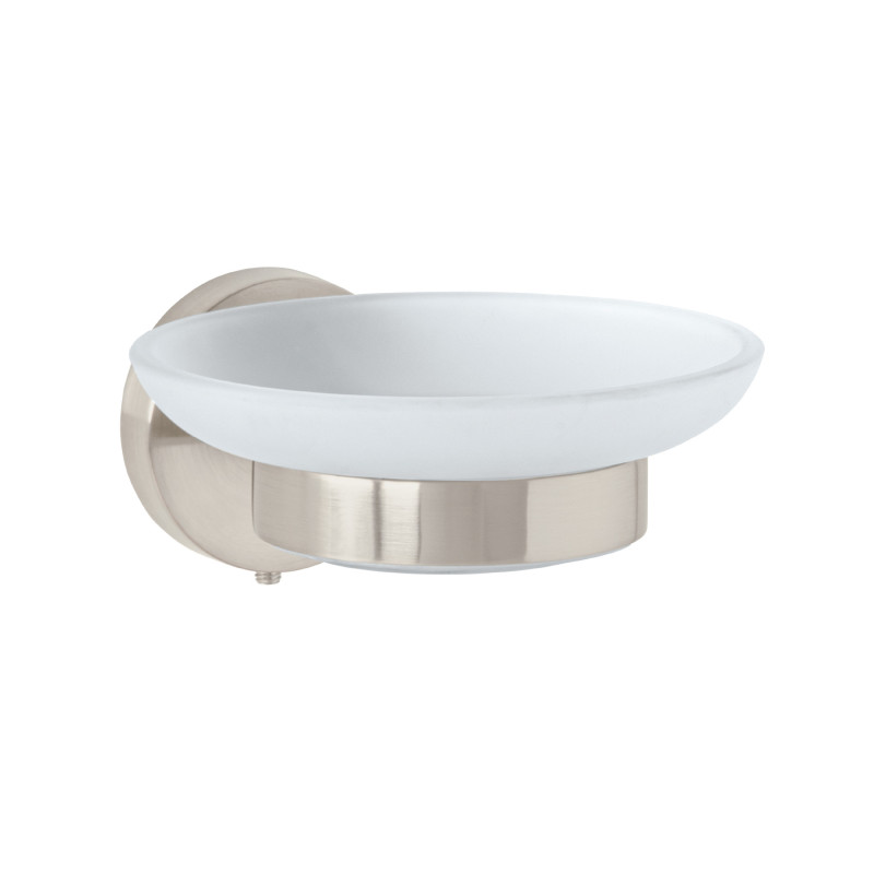 TBA-74N Jabonera metálica satín con plato de vidrio, FOSET TÚBIG TBA-74N Jabonera metálica satín con plato de vidrio, FOSET TÚBIG
