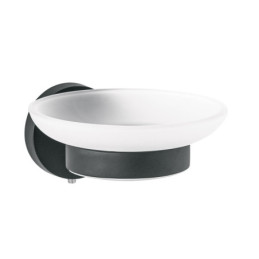 TBA-74M Jabonera metálica negro con plato de vidrio, FOSET TÚBIG