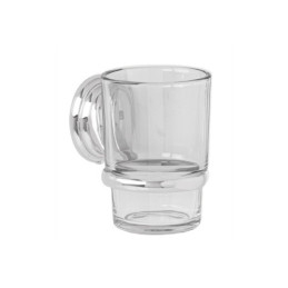AQA-81 Portavaso cepillero cromo con vaso de vidrio, FOSET AQUA