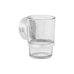AQA-81N Portavaso cepillero satín con vaso de vidrio, FOSET AQUA