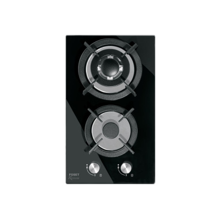 PAE-302GV Parrilla gas empotrable 30cm, 2 quem, vidrio negro, RIVIERA