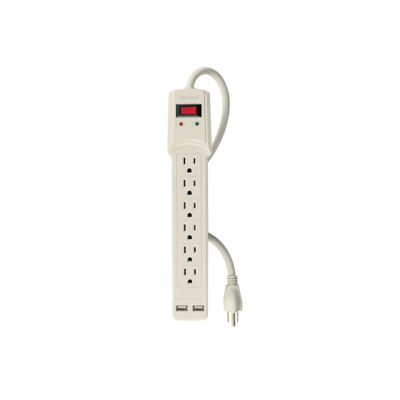 MUL-615U Multicontacto 14 AWG 6 entradas 2 ptos. USB sup. 150J marfil MUL-615U Multicontacto 14 AWG 6 entradas 2 ptos. USB sup. 150J marfil