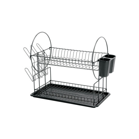 ETR-3 Escurridor negro de acero con 2 niveles para trastes