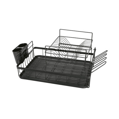 ETR-4 Escurridor negro de acero con 2 niveles para trastes, grande