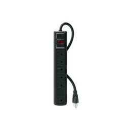 MUL-645N Multicontacto 14 AWG 6 ent., sup. de picos 450 joules, negro