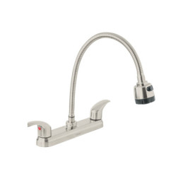 AQF-88N Mezcladora 8' p/fregadero, flexible, palanca, satín, AQUA