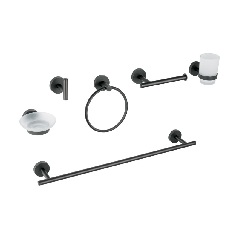 TBA-7000M Juego de 6 accesorios para baño acabado negro, FOSET TÚBIG TBA-7000M Juego de 6 accesorios para baño acabado negro, FOSET TÚBIG
