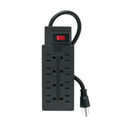 MUL-8N Multicontacto de uso rudo con 8 entradas, negro, VOLTECK