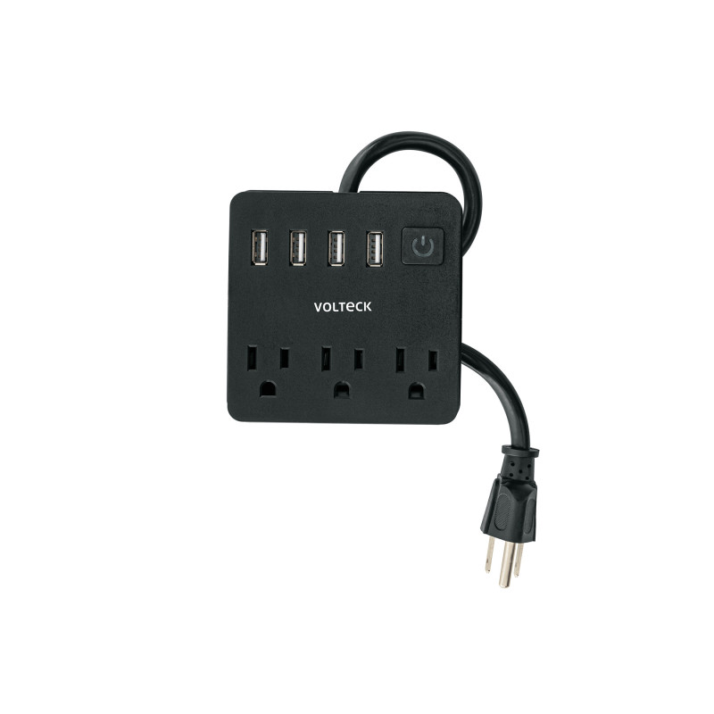 MUL-3UN Multicontacto 16 AWG doméstico, 3 entradas 4 ptos USB, negro MUL-3UN Multicontacto 16 AWG doméstico, 3 entradas 4 ptos USB, negro