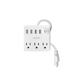 MUL-3U Multicontacto 16 AWG doméstico 3 entradas 4 ptos USB, blanco