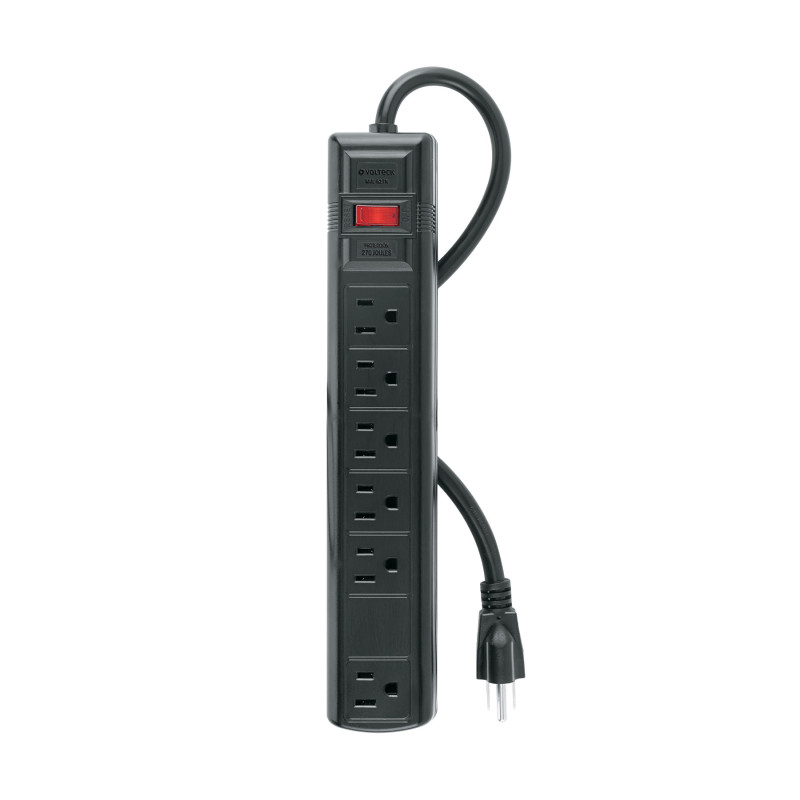 MUL-627N Multicontacto uso rudo 6 entradas sup. de picos 270 J, negro