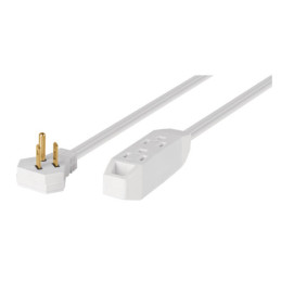 EDA-6B Extensión doméstica aterrizada 6 m blanca con clavija plana
