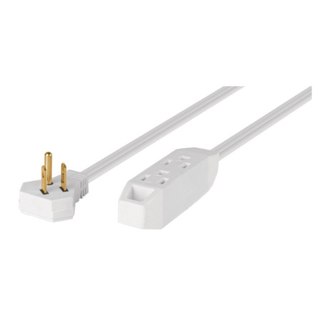 EDA-10B Extensión doméstica aterrizada 10 m blanca con clavija plana
