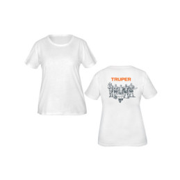 CAM-BLA-26D Playera cuello redondo para mujer, blanca, CH, Truper